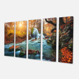 Fast Flowing Fall River in Forest Multi-Panels