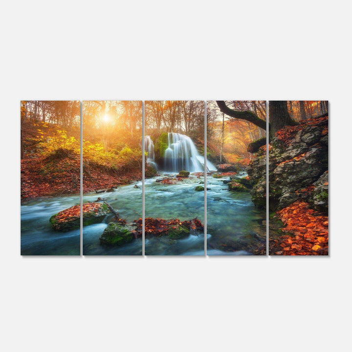 Fast Flowing Fall River in Forest Multi-Panels