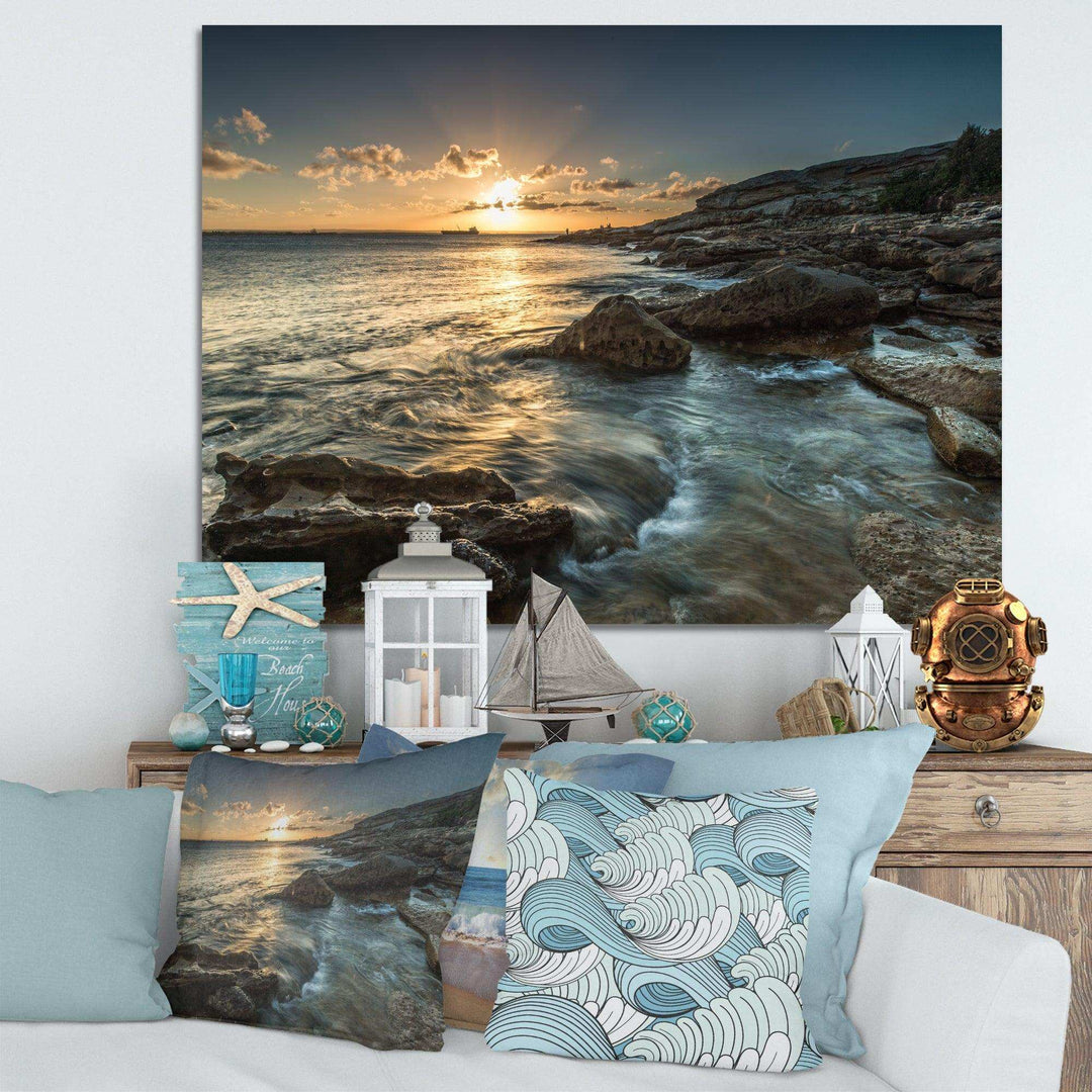 Sydney Beach with Bright Sunset