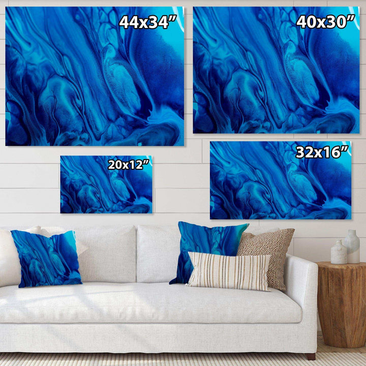 Dark Blue Abstract Acrylic Paint Mix - Modern Canvas Wall Art