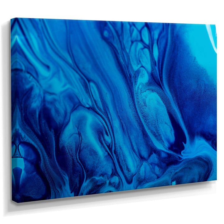 Dark Blue Abstract Acrylic Paint Mix - Modern Canvas Wall Art