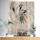 White Stained Glass Floral Art - Floral Print on Natural Pine Wood - 15x20