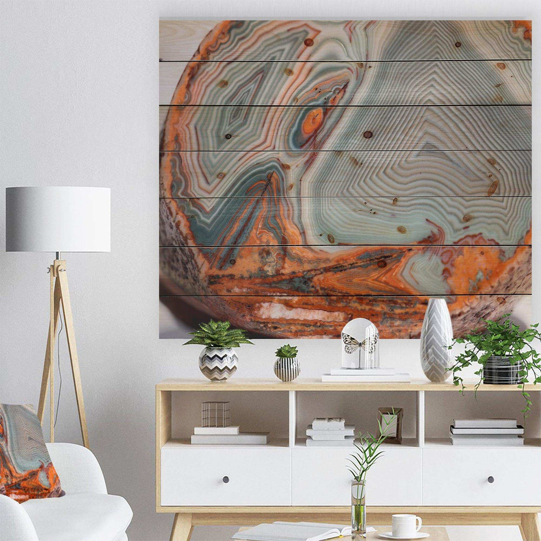 Beautiful Lake Superior Agate - Abstract Print on Natural Pine Wood - 20x15