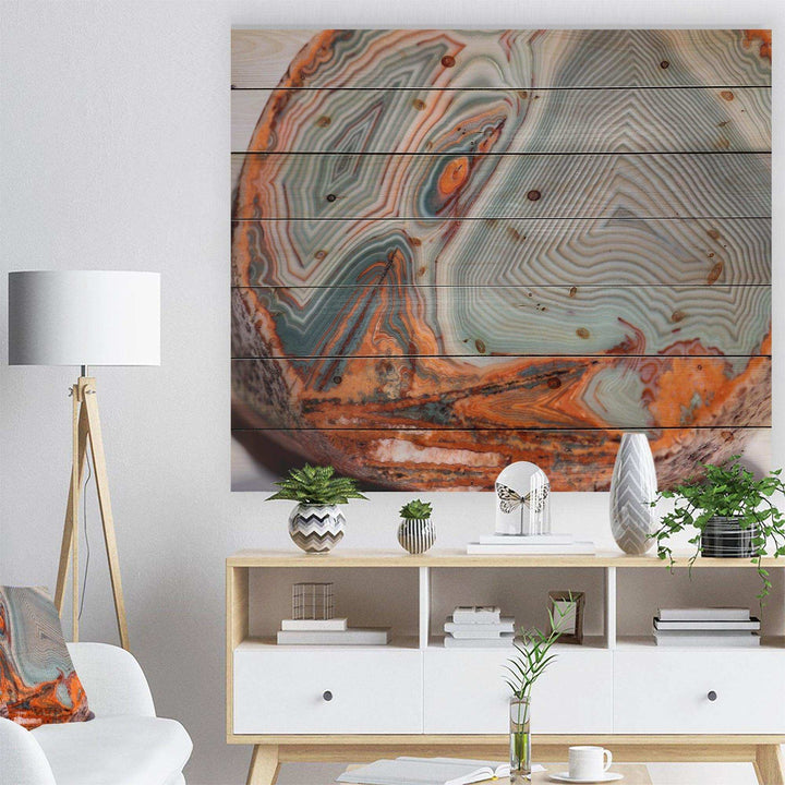 Beautiful Lake Superior Agate - Abstract Print on Natural Pine Wood - 20x15