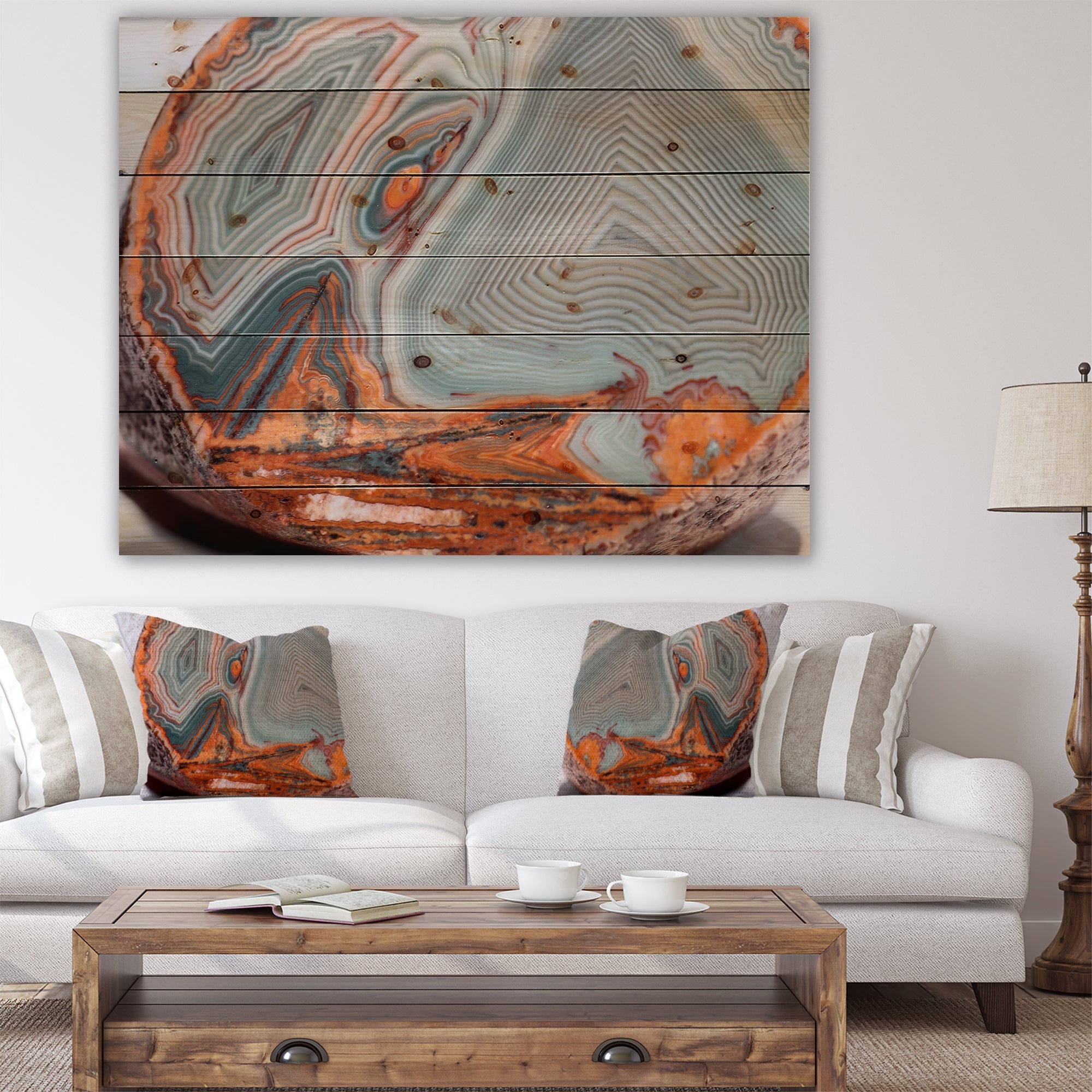 Beautiful Lake Superior Agate - Abstract Print on Natural Pine Wood - 20x15