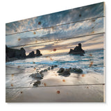 Beautiful Porthcothan Bay - Seashore Print on Natural Pine Wood - 20x15