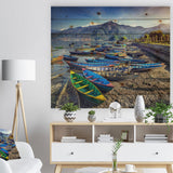 Yachts at Sea Port of Marseille - Boat Print on Natural Pine Wood - 20x15