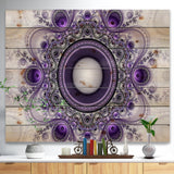 Purple Fractal Pattern with Circles - Abstract Print on Natural Pine Wood - 20x15
