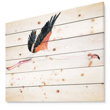 Watercolor pink flamingo - Animals Painting Print on Natural Pine Wood - 20x15