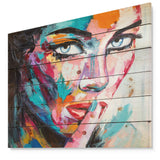 Woman Portrait Can You Keep it - Glamour Painting Print on Natural Pine Wood - 20x15