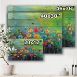 Yellow And Red Flowers - Traditional Print on Natural Pine Wood