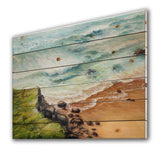 Wild Blue Ocean Waves IV - Nautical & Coastal Print on Natural Pine Wood