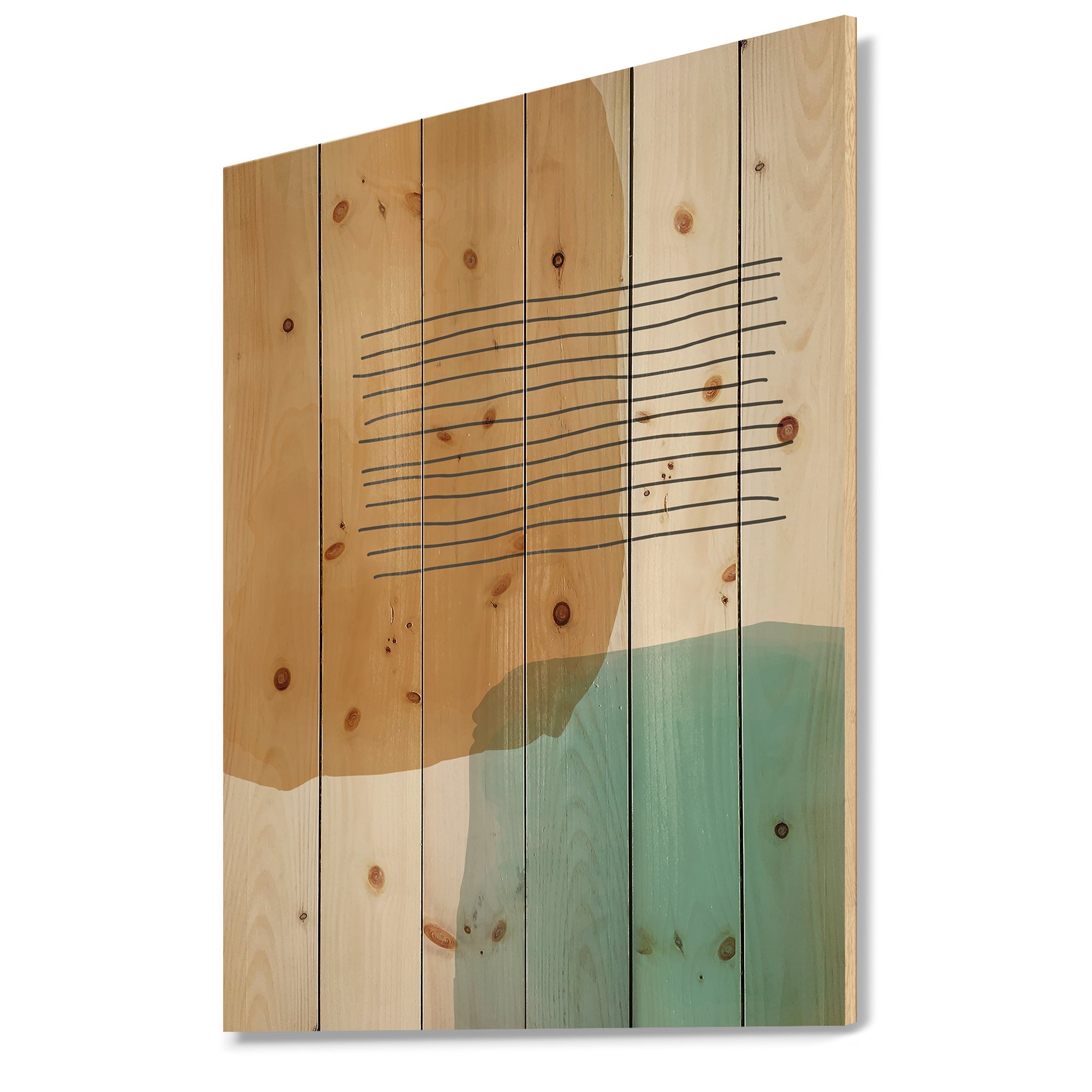 Minimal Elementary Organic And Geometric Compostions XXXXV - Modern Print on Natural Pine Wood