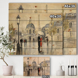 Love in Paris I - Romantic French Country  Print on Natural Pine Wood - 20x15