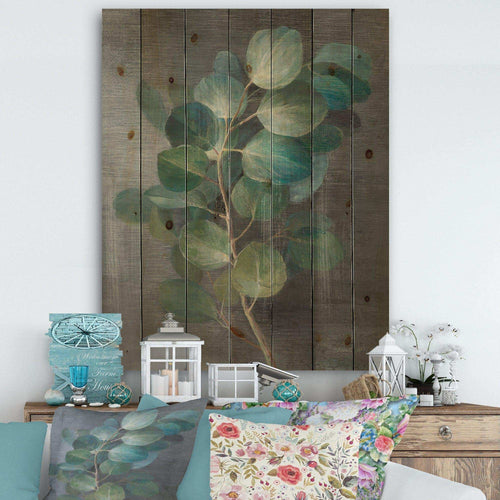Fresh leaves I - Traditional Print on Natural Pine Wood - 15x20