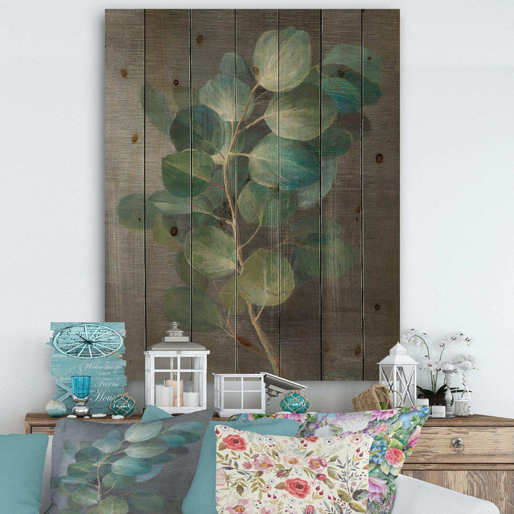Fresh leaves I - Traditional Print on Natural Pine Wood - 15x20