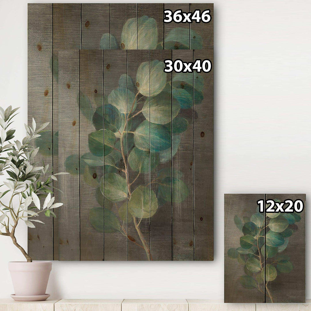 Fresh leaves I - Traditional Print on Natural Pine Wood - 15x20