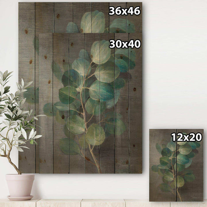 Fresh leaves I - Traditional Print on Natural Pine Wood - 15x20