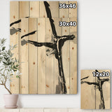 Abstract Neutral II - Mid-Century Modern Print on Natural Pine Wood