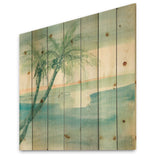 Peaceful Dusk I Tropical - Tropical Print on Natural Pine Wood - 16x16