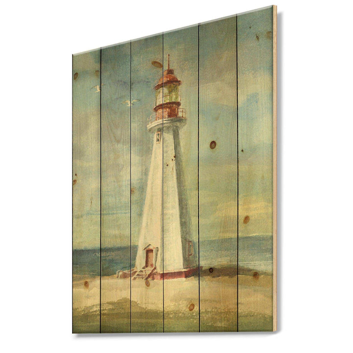 Nautical Lighthouse III - Nautical &amp; Beach Print on Natural Pine Wood - 15x20