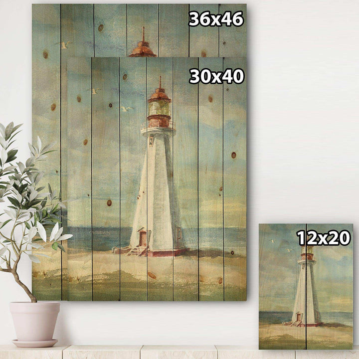 Nautical Lighthouse III - Nautical &amp; Beach Print on Natural Pine Wood - 15x20