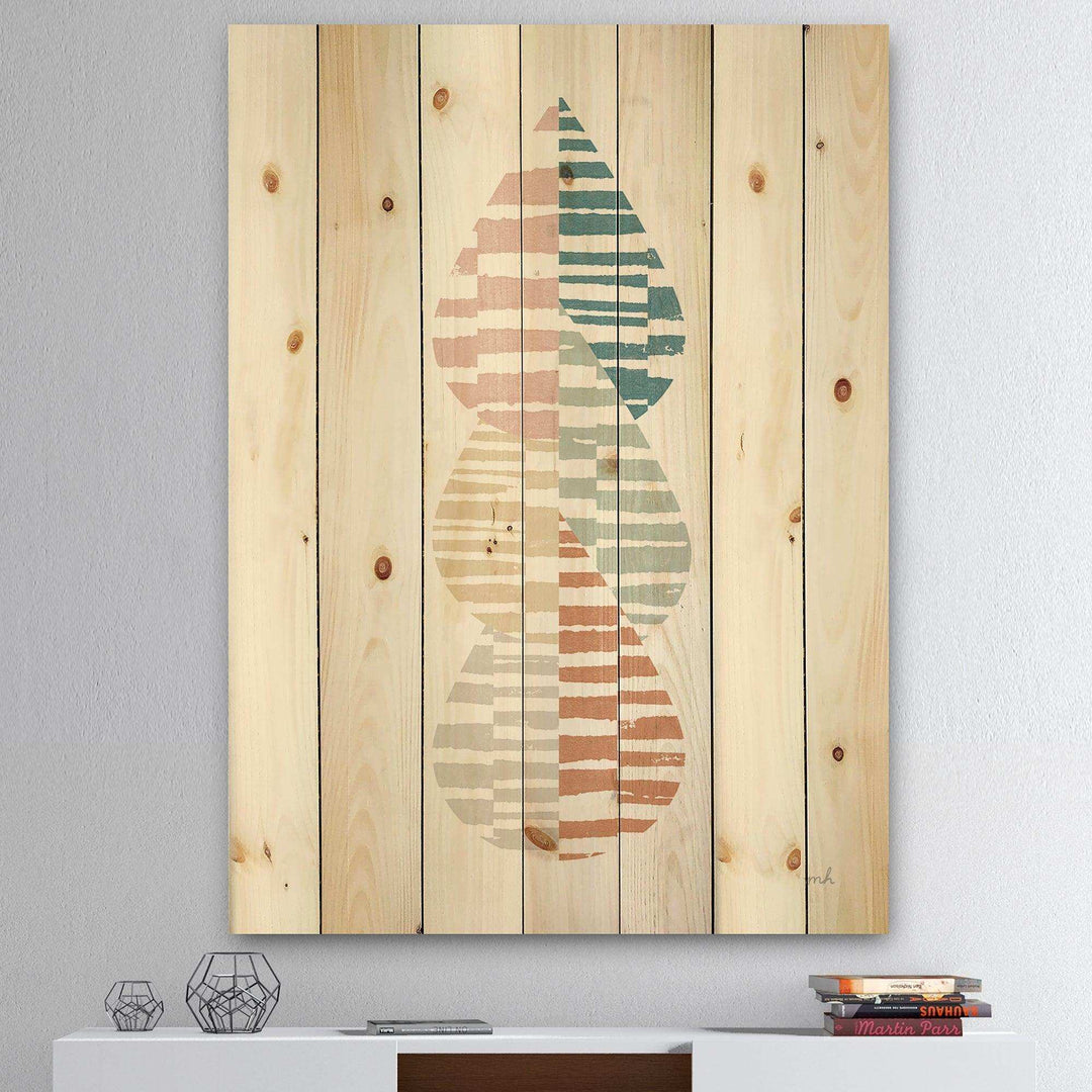 Abstract Orange Drops Meditate IV - Contemporary Print on Natural Pine Wood
