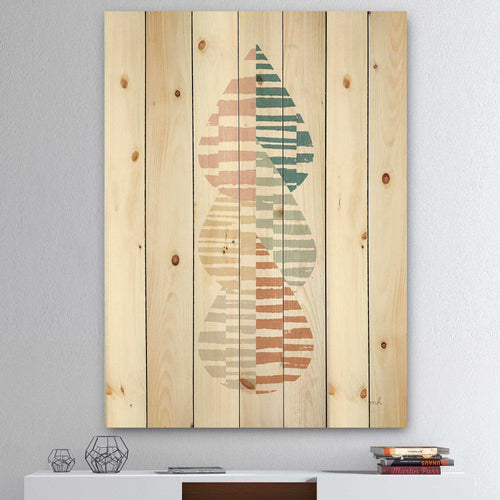 Abstract Orange Drops Meditate IV - Contemporary Print on Natural Pine Wood