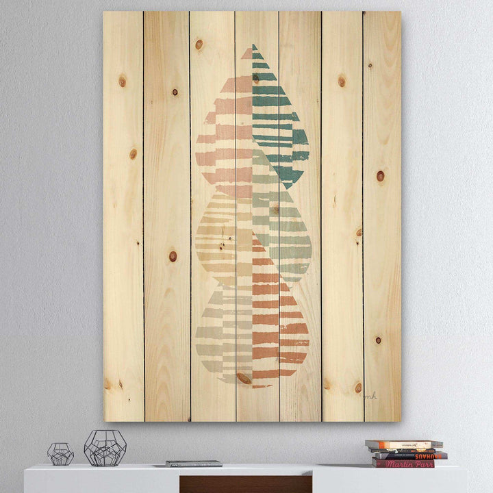 Abstract Orange Drops Meditate IV - Contemporary Print on Natural Pine Wood