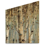 White Birch Forest II - Modern Farmhouse Print on Natural Pine Wood - 16x16
