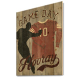 football Game Day IV - Vintage Sport Print on Natural Pine Wood - 15x20