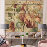 Romantic Dark Rose Blossing Flowers - Floral Print on Natural Pine Wood - 20x15