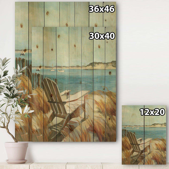 Coastal Chair Relax  Beach - Nautical &amp; Coastal Print on Natural Pine Wood - 15x20