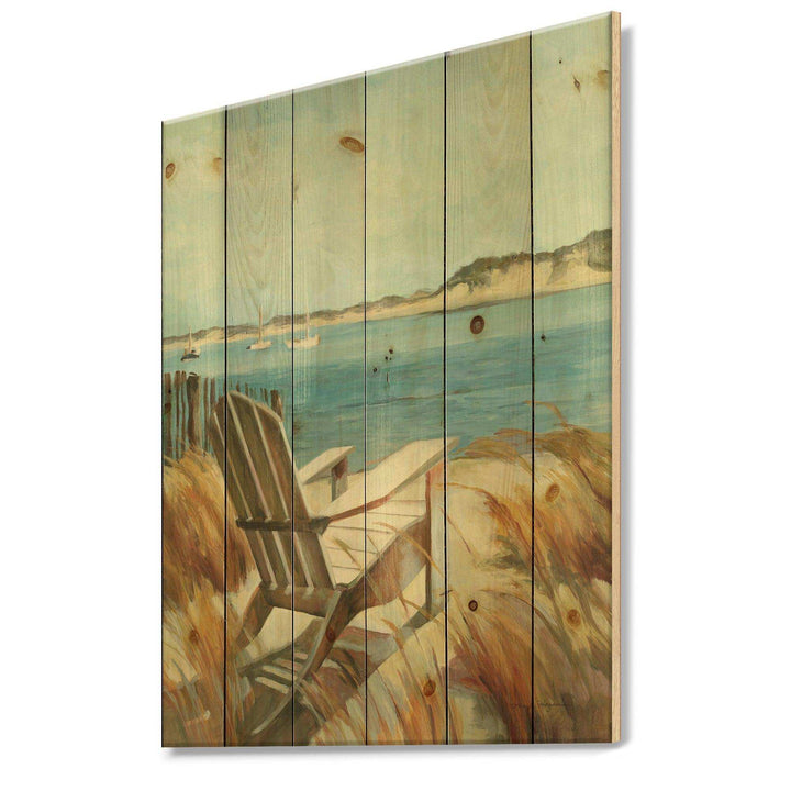 Coastal Chair Relax  Beach - Nautical &amp; Coastal Print on Natural Pine Wood - 15x20