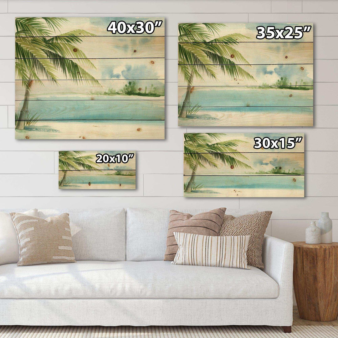 Palm Beach Resort At Dawn I - Nautical &amp; Coastal Print on Natural Pine Wood
