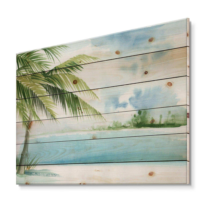 Palm Beach Resort At Dawn I - Nautical &amp; Coastal Print on Natural Pine Wood