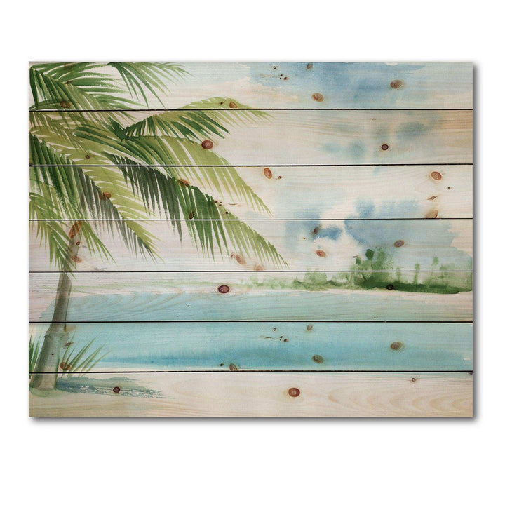 Palm Beach Resort At Dawn I - Nautical &amp; Coastal Print on Natural Pine Wood