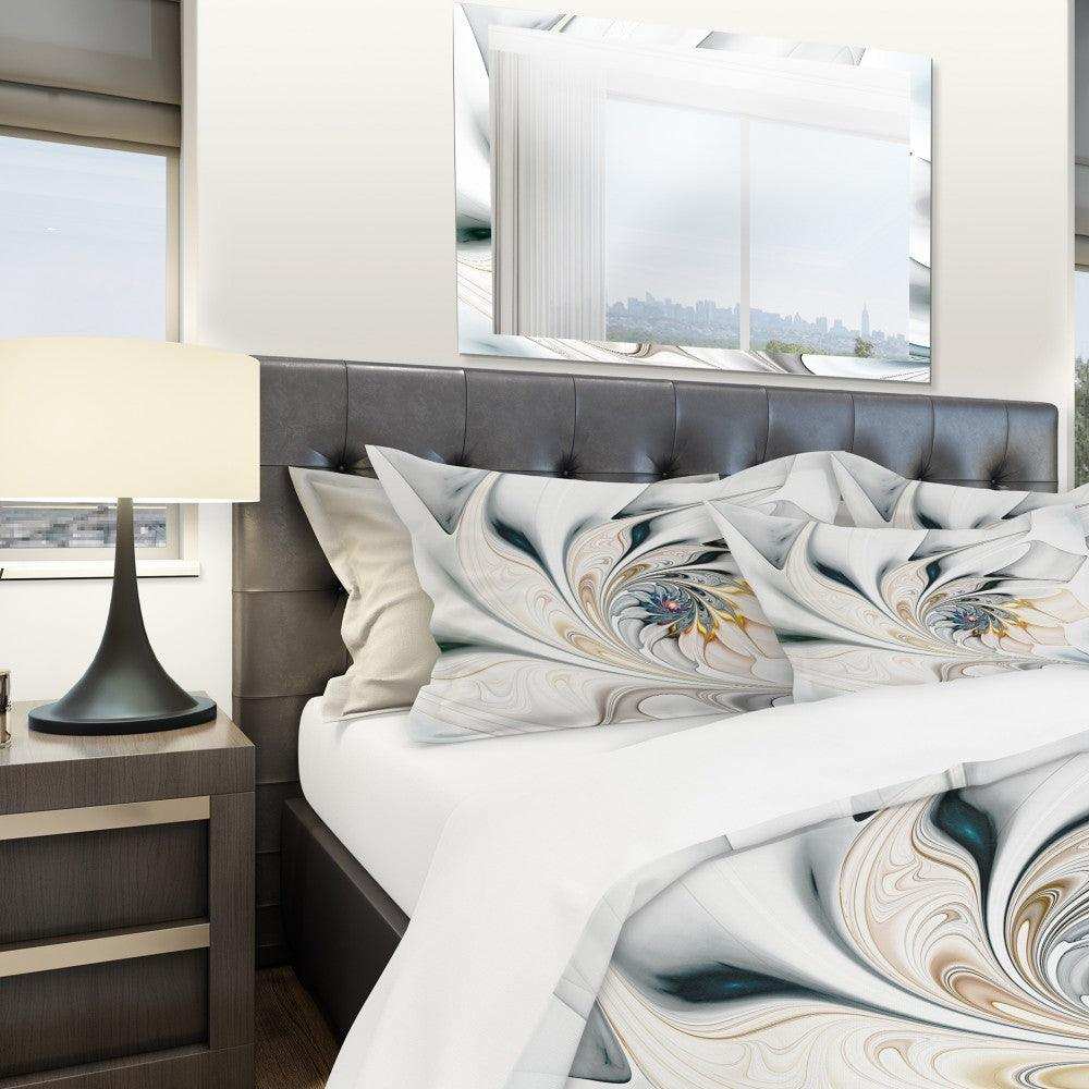 White Stained Floral Art - Modern &amp; Contemporary Duvet Cover Set